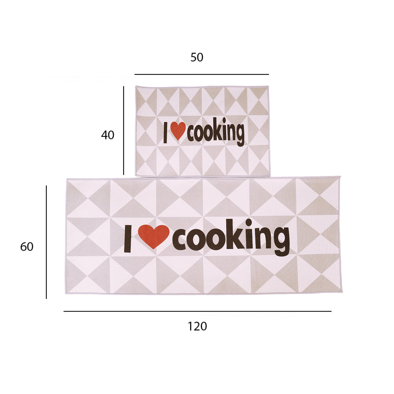 I Love Cooking Kitchen Floor Mats (Set of 2)