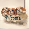 Three Little Puppies Welcome Sign Figurine