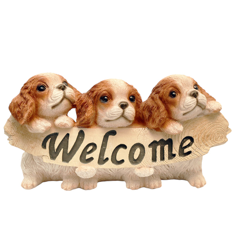 Three Little Puppies Welcome Sign Figurine