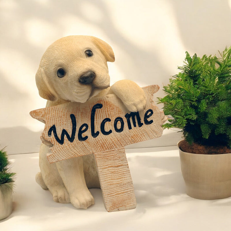 Cute Dog Welcome Sign Figurine