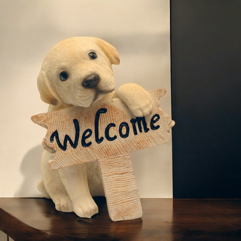 Cute Dog Welcome Sign Figurine