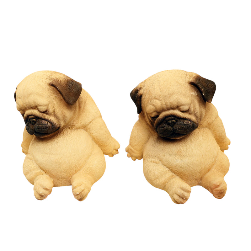 Sleeping Pug Figurine (Set of 2)