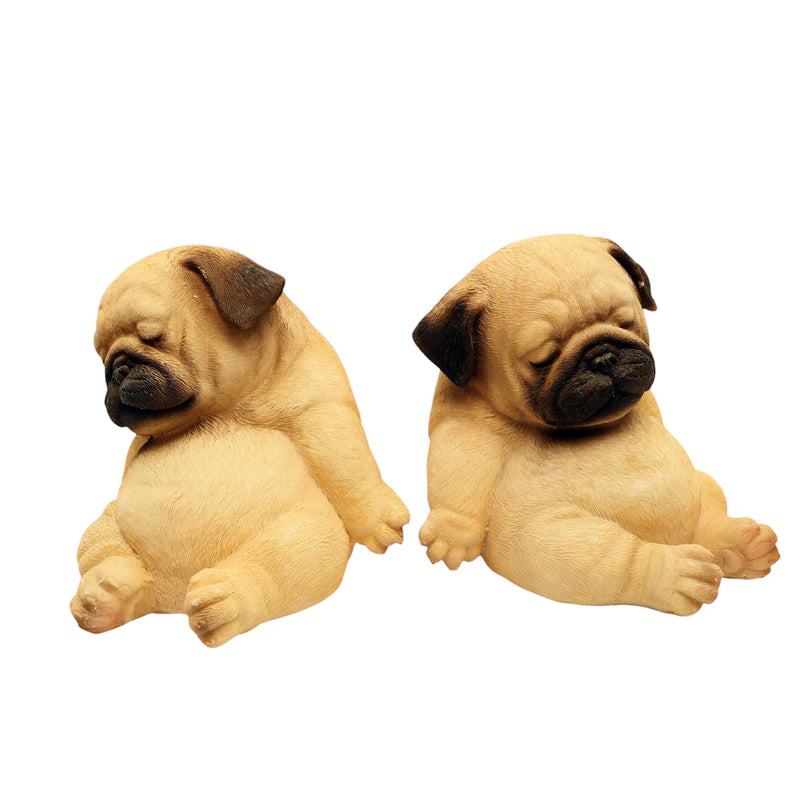 Sleeping Pug Figurine (Set of 2)