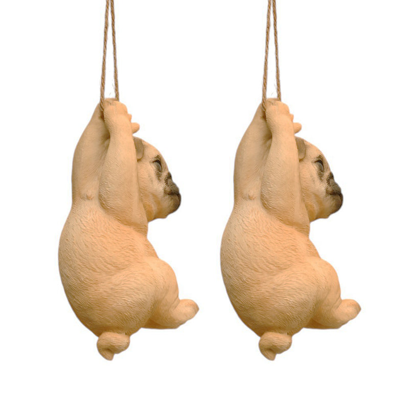 Rope Hanging Cute Pug Figurine (Set of 2)