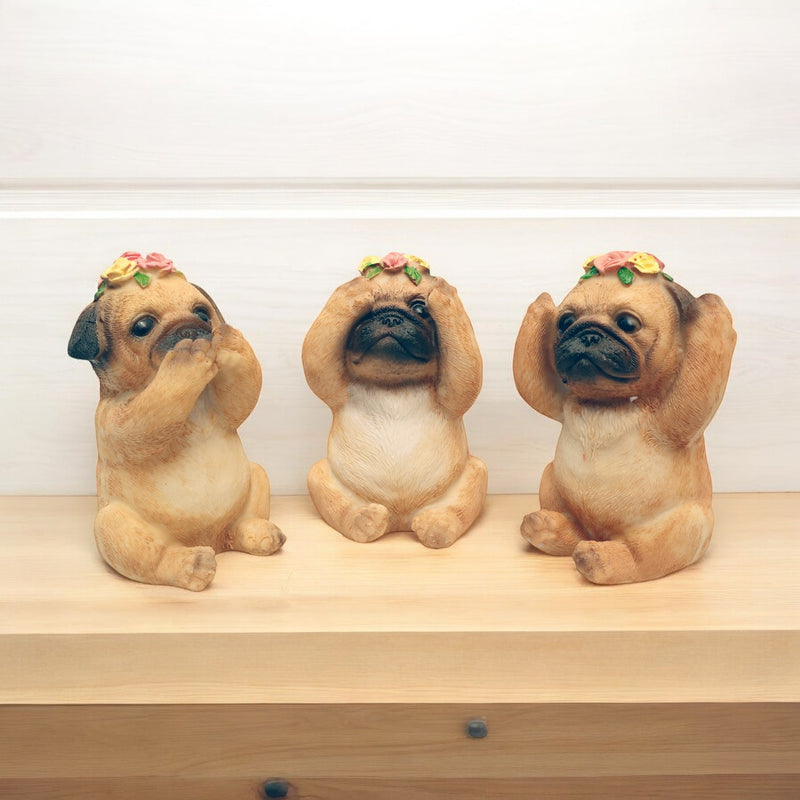 No Evil Baby Pug Figurine (Set of 3)