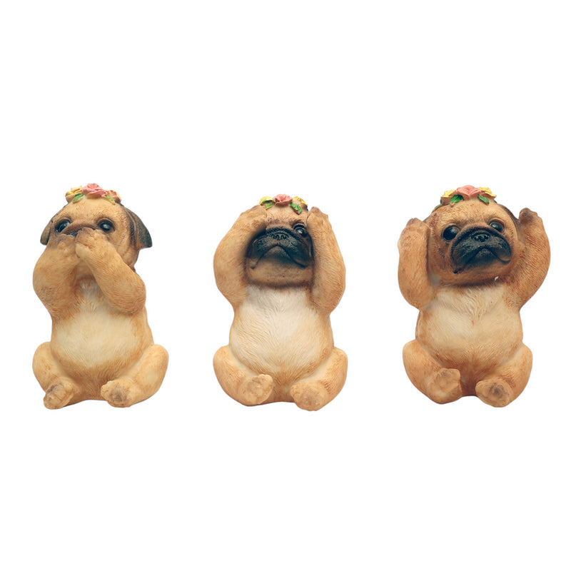 No Evil Baby Pug Figurine (Set of 3)