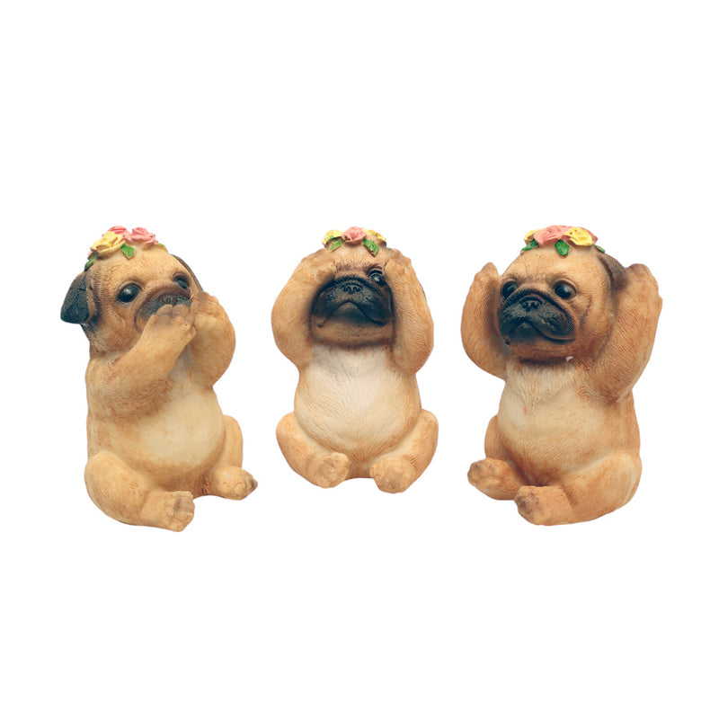 No Evil Baby Pug Figurine (Set of 3)