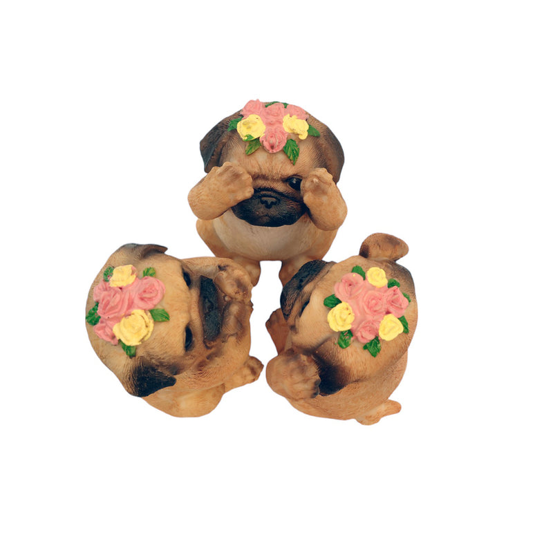 No Evil Baby Pug Figurine (Set of 3)