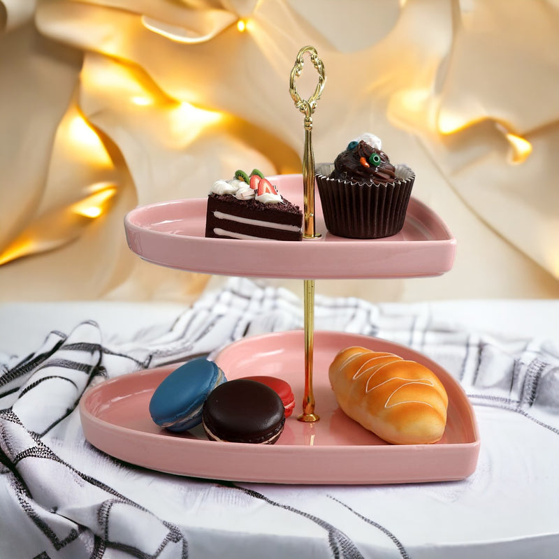 Pink Heart Shaped Ceramic Cake Stand