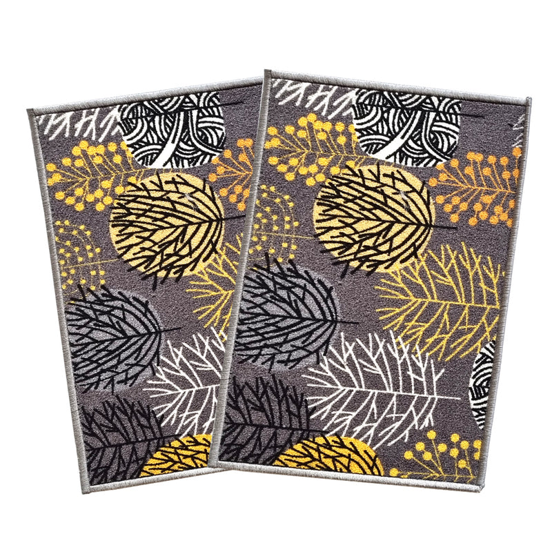 Floral Circle tree Anti-Slip Doormat -Grey Set of 2