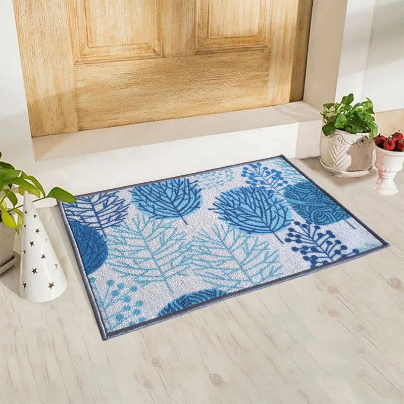 Floral Circle tree Anti-Slip Doormat - Blue Set of 2