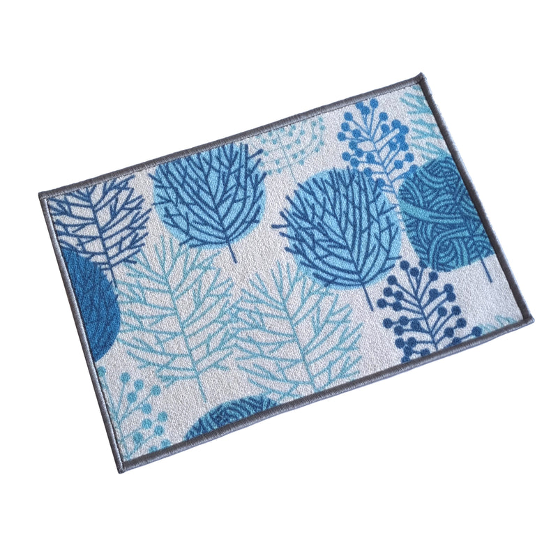 Floral Circle tree Anti-Slip Doormat - Blue Set of 2