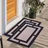 Geometric Rectangle border Anti-Slip Doormat- Beige Set of 2