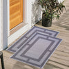 Geometric Rectangle border Anti-Slip Doormat -Grey Set of 2