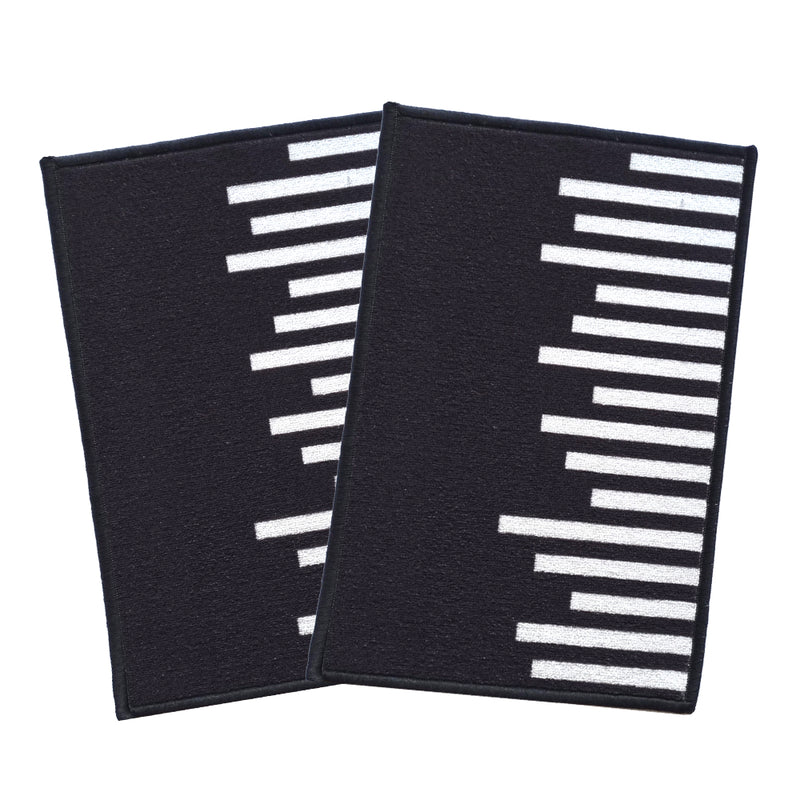 Geometric Piano lines Anti-Slip Doormat - Black Set of 2