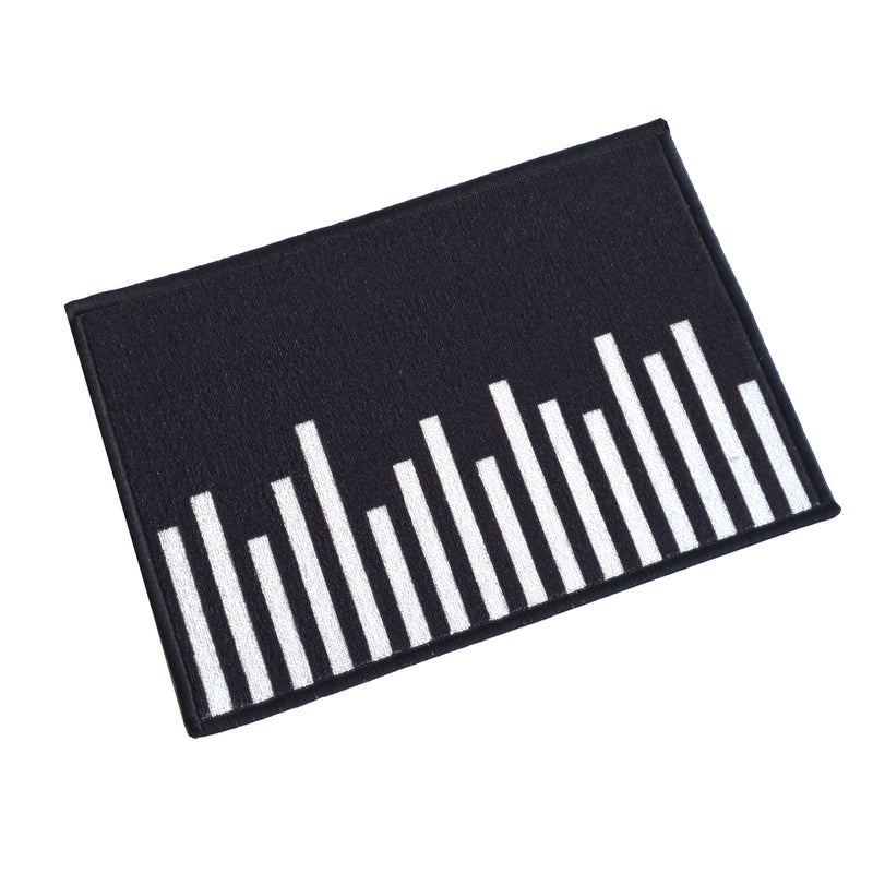 Geometric Piano lines Anti-Slip Doormat - Black Set of 2