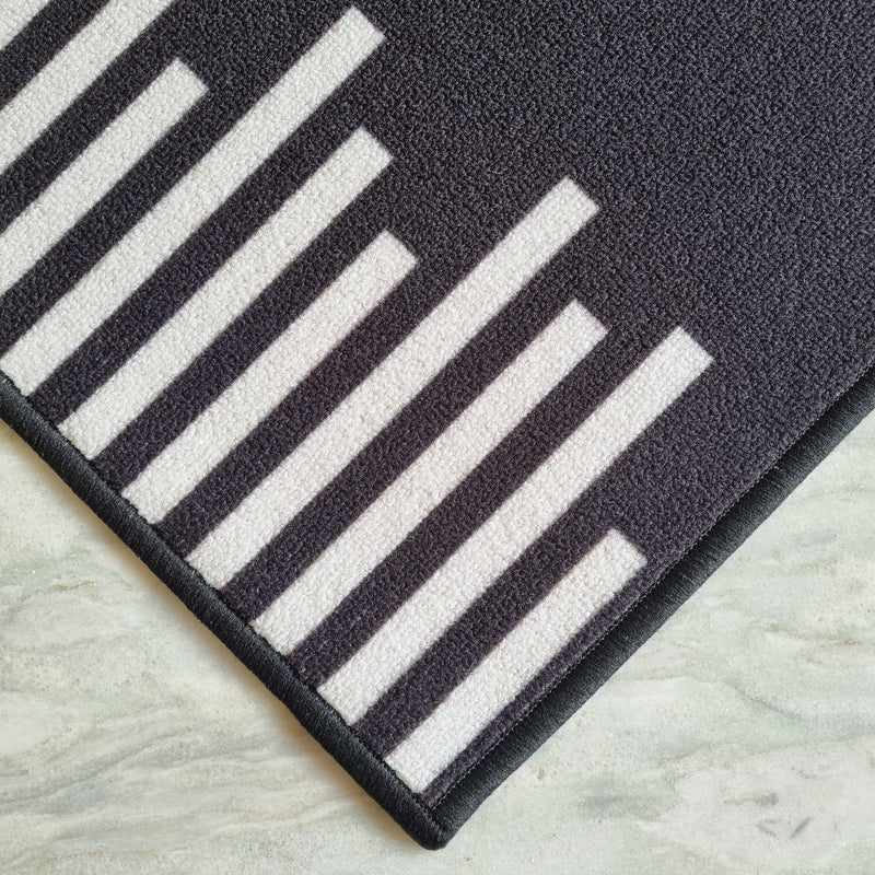 Geometric Piano lines Anti-Slip Doormat - Black Set of 2