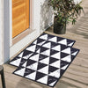 Geometric Marble triangles Anti-Slip Doormat - Black Set of 2