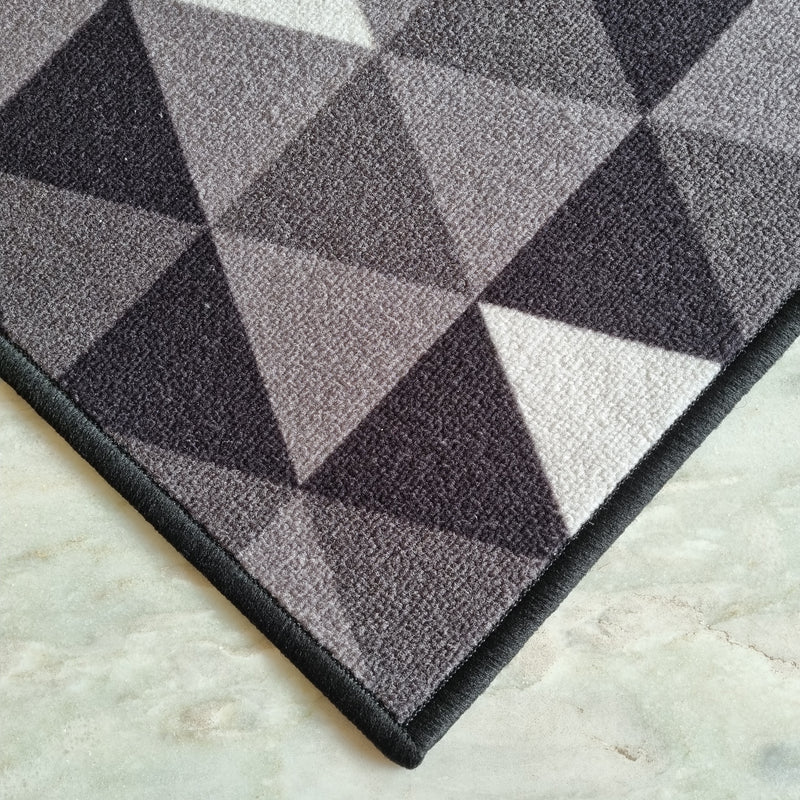 Geometric Modern Triangle Anti-Slip Doormat - Black Set of 2