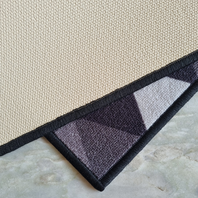 Geometric Modern Triangle Anti-Slip Doormat - Black Set of 2