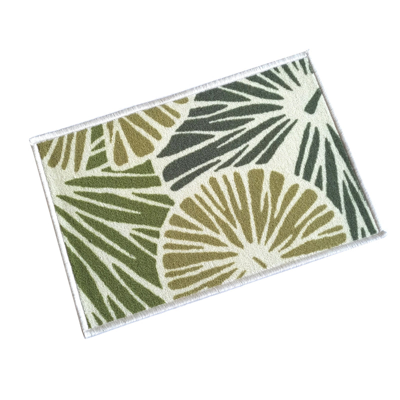 Floral Lotus leaf Anti-Slip Doormat -  Green Set of 2