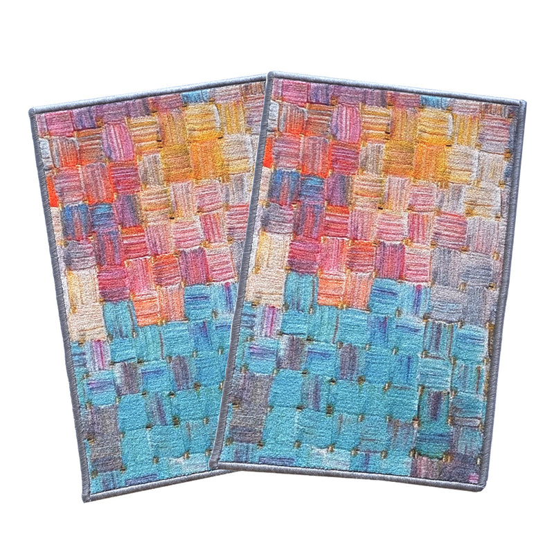 Abstract  Pastel oil squares Anti-Slip Doormat-Multicolour Set of 2