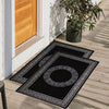 Greek Anti-Slip Multipurpose Floor Mat Set of 2 - Black Round Circle