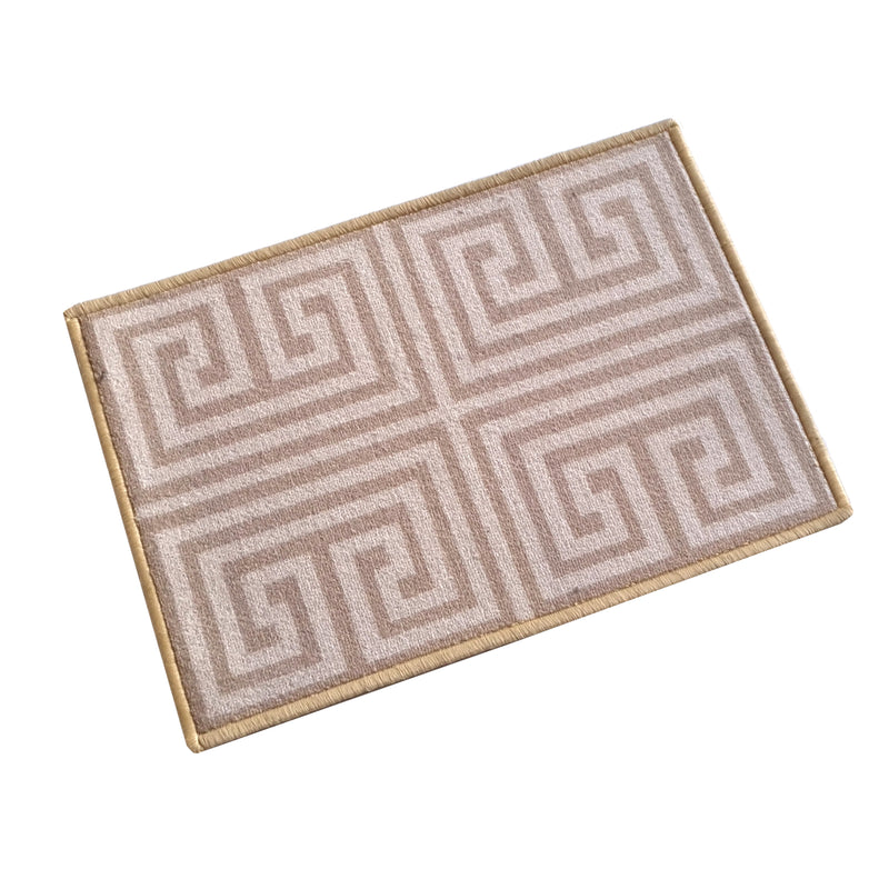 Greek Anti-Slip Multipurpose Floor Mat  Set of 2 - Beige Symmetric Key