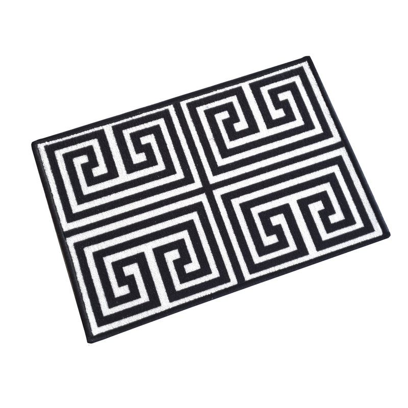 Greek Anti-Slip Multipurpose Floor Mat Set of 2 - Black Symmetric Key