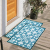 Tiles Anti-Slip Multipurpose Floor Mat Set of 2 - Turquoise Floral