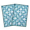 Tiles Anti-Slip Multipurpose Floor Mat Set of 2 - Turquoise Floral