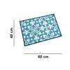 Tiles Anti-Slip Multipurpose Floor Mat Set of 2 - Turquoise Floral