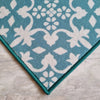 Tiles Anti-Slip Multipurpose Floor Mat Set of 2 - Turquoise Floral