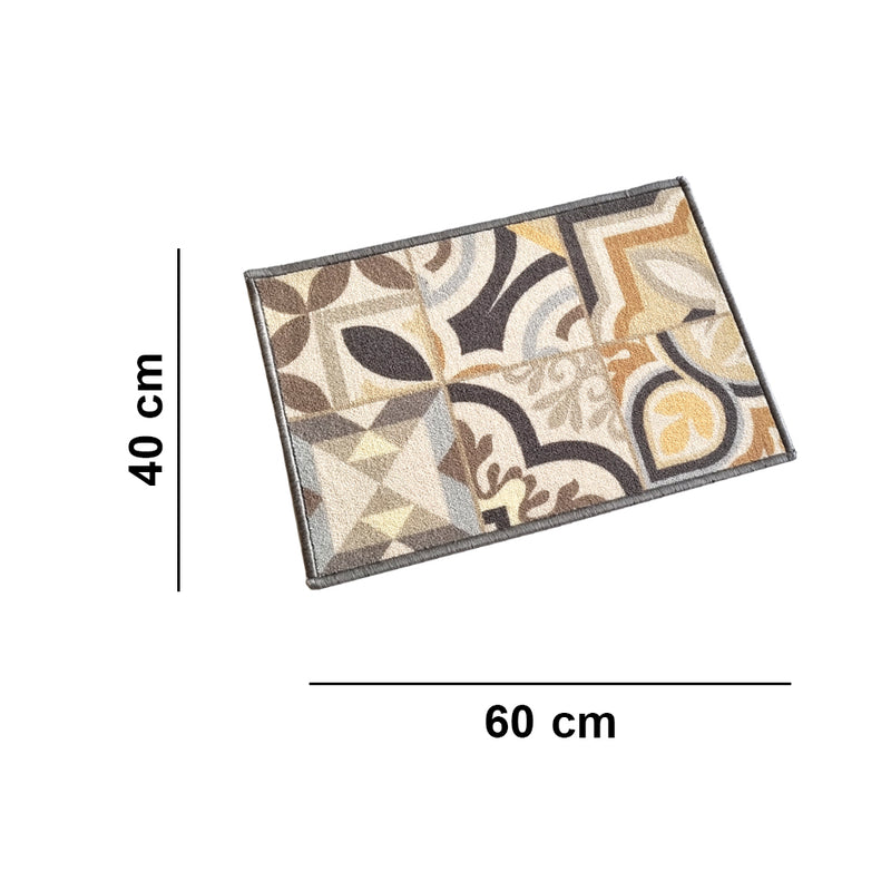 Tiles Anti-Slip Multipurpose Floor Mat Set of 2 - Beige Earth