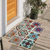 Tiles Anti-Slip Multipurpose Floor Mat Set of 2 - Turquoise Mediterranean