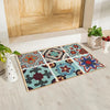 Tiles Anti-Slip Multipurpose Floor Mat Set of 2 - Turquoise Mediterranean