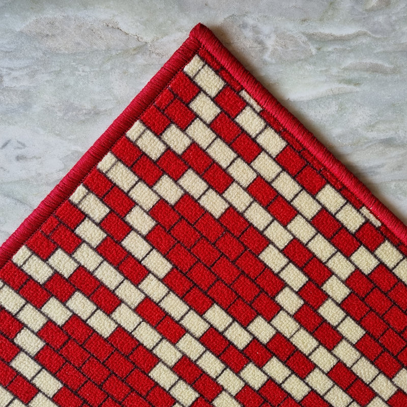 Pattern Anti-Slip Multipurpose Floor Mat Set of 2 - Red Brick Motif