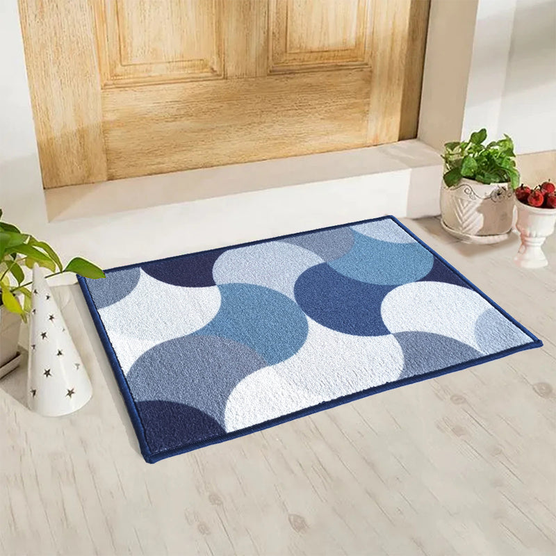 Pattern Anti-Slip Multipurpose Floor Mat Set of 2 - Blue Circular