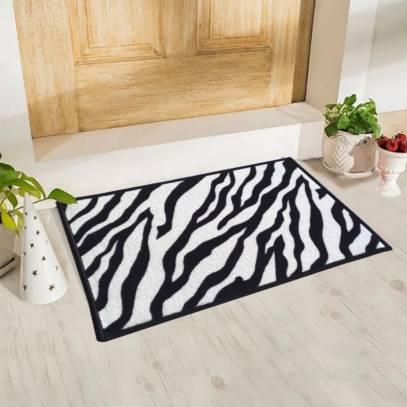 Animal Print Anti-Slip Multipurpose Floor Mat Set of 2 - Black Zebra