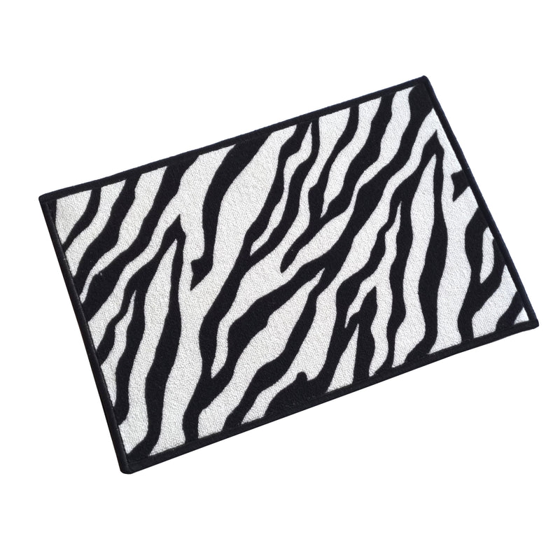 Animal Print Anti-Slip Multipurpose Floor Mat Set of 2 - Black Zebra