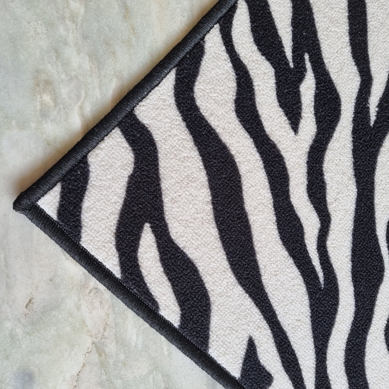 Animal Print Anti-Slip Multipurpose Floor Mat Set of 2 - Black Zebra