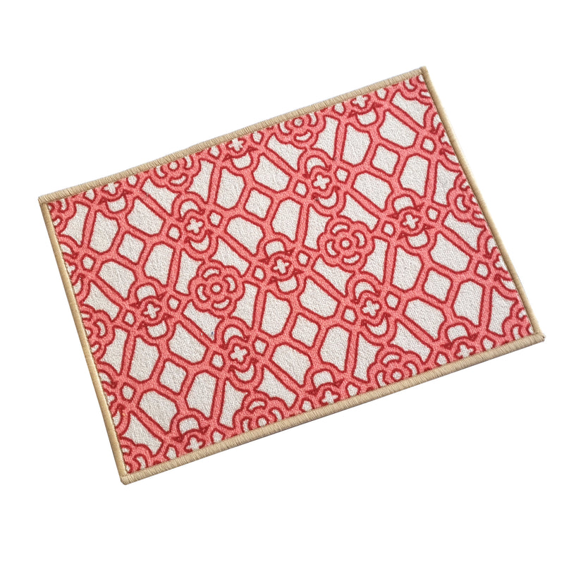 Trellis Anti-Slip Multipurpose Floor Mat Set of 2 - Red Interlace