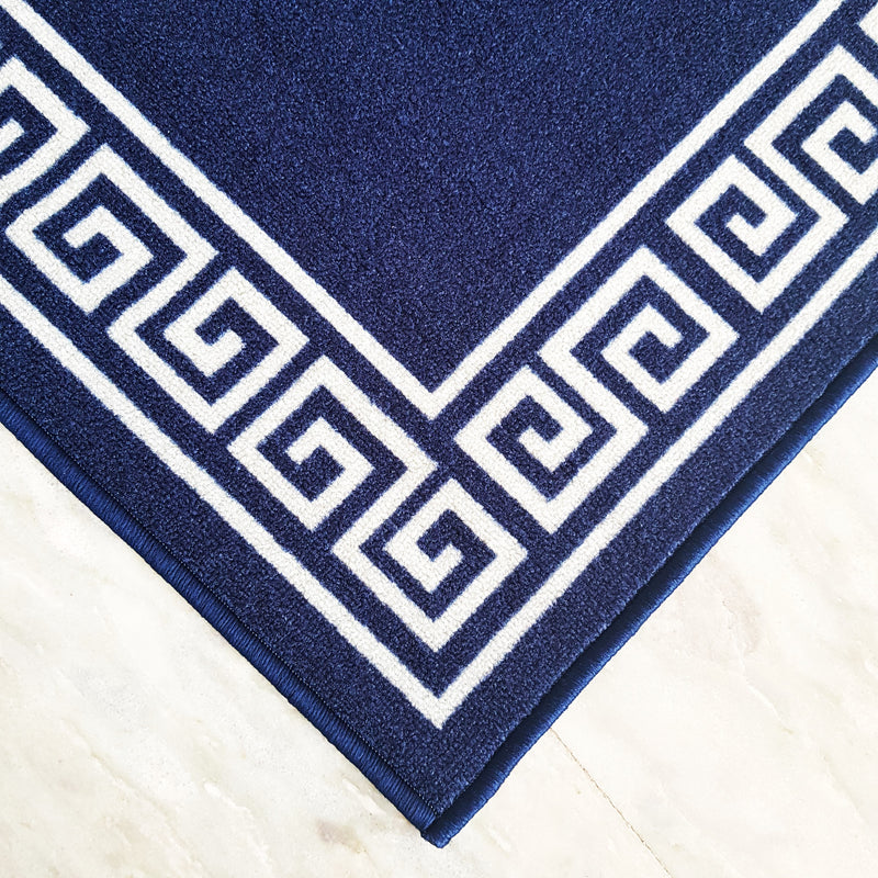 Greek Anti-Slip Multipurpose Floor Mat Set of 2 - Blue Single Line