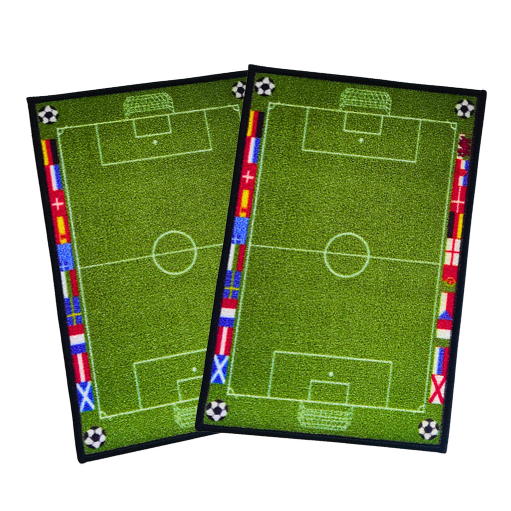 Sports Anti-Slip Kids Multipurpose Floor Mat Set of 2 - Green Football Field