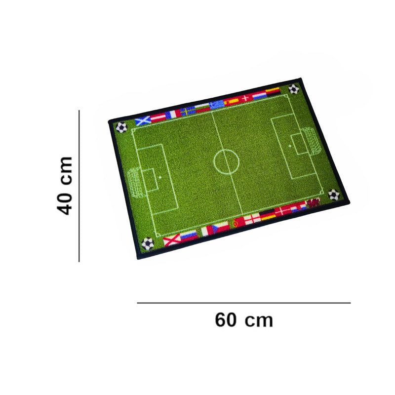 Sports Anti-Slip Kids Multipurpose Floor Mat Set of 2 - Green Football Field