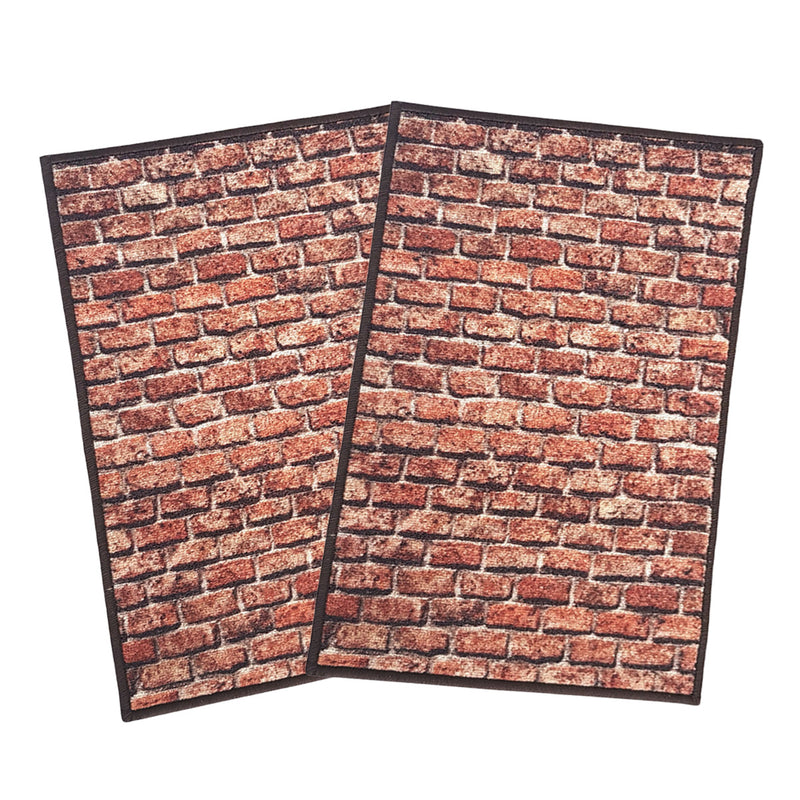 3D Anti-Slip Multipurpose Floor Mat Set of 2 - Brown Brick