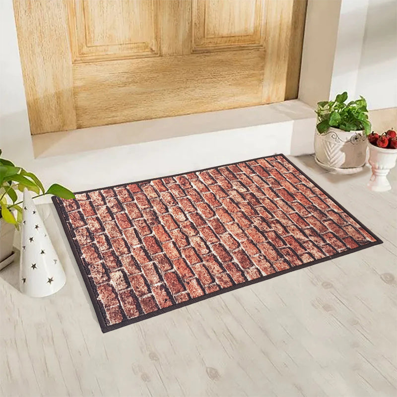 3D Anti-Slip Multipurpose Floor Mat Set of 2 - Brown Brick