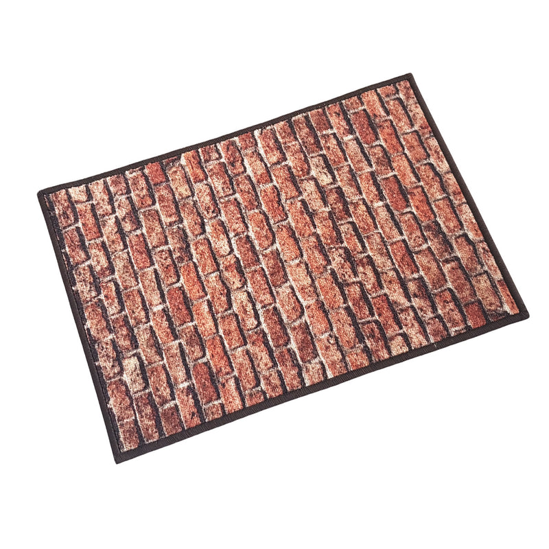 3D Anti-Slip Multipurpose Floor Mat Set of 2 - Brown Brick