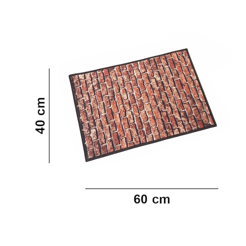 3D Anti-Slip Multipurpose Floor Mat Set of 2 - Brown Brick