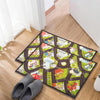 Car Track Anti-Slip Kids Multipurpose Floor Mat Set of 2 - Green City